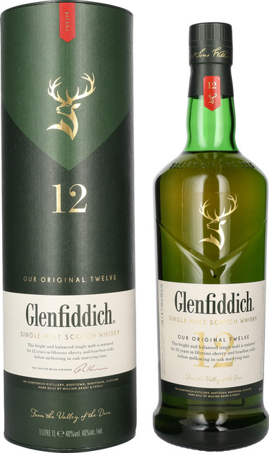 Glenfiddich 12 Years Old Single Malt Scotch Whisky 1 L