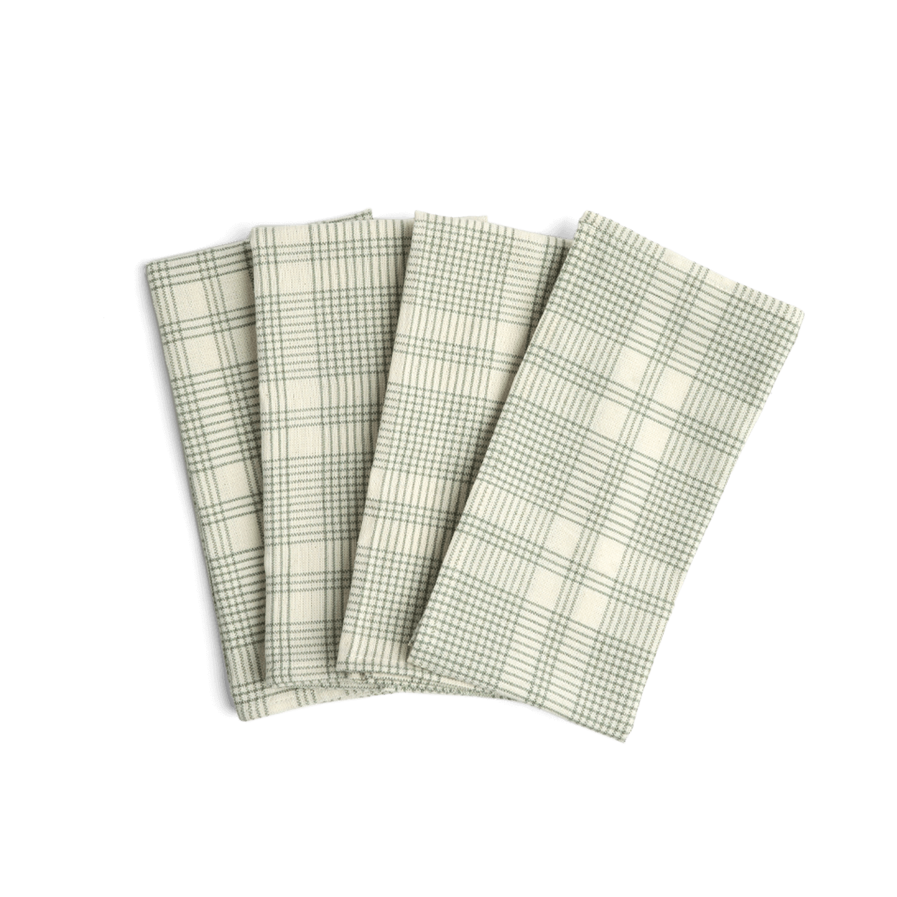 Set of 4 Sage Green and White Checkered Rectangular Dish Towels 28