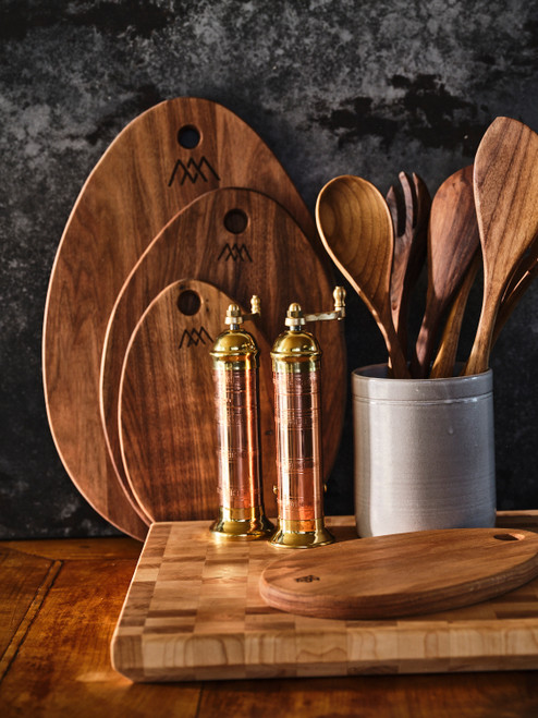 Wood and Brass Salt and Pepper Grinder Set