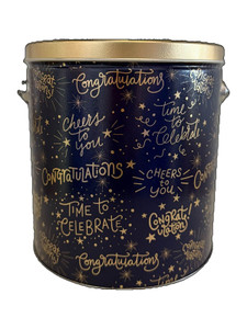 'Congratulations' themed 1-gallon gourmet popcorn tin