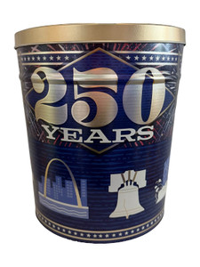 "250 Years" themed 2-gallon gourmet popcorn tin