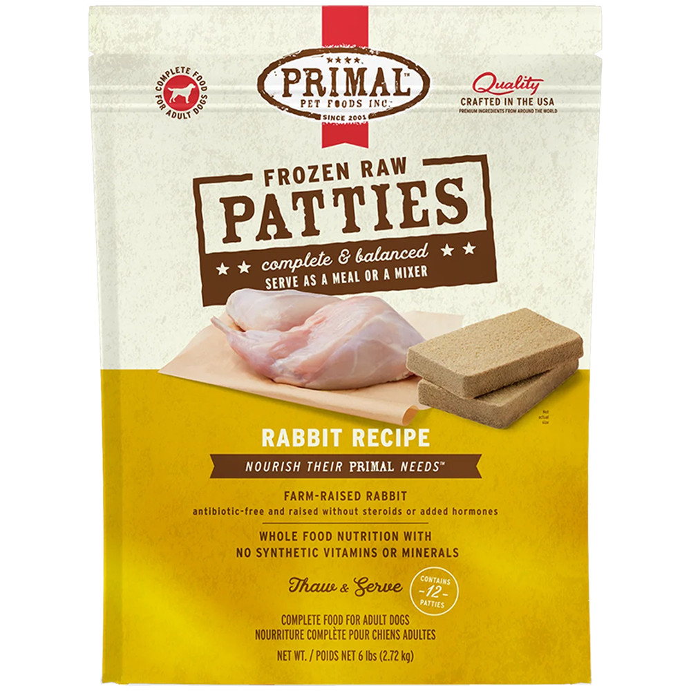 Primal Raw Frozen Canine Patties Rabbit Formula Dog Food