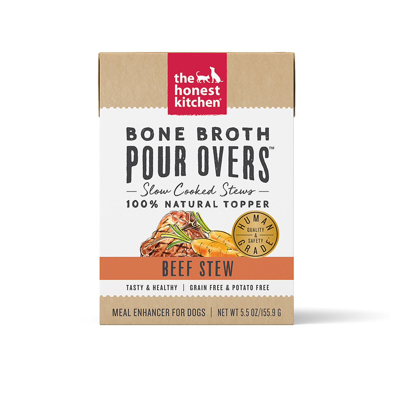 The Honest Kitchen Bone Broth Pour Overs: Beef Stew Wet Dog Food Topper,  5.5 oz., Case of 12