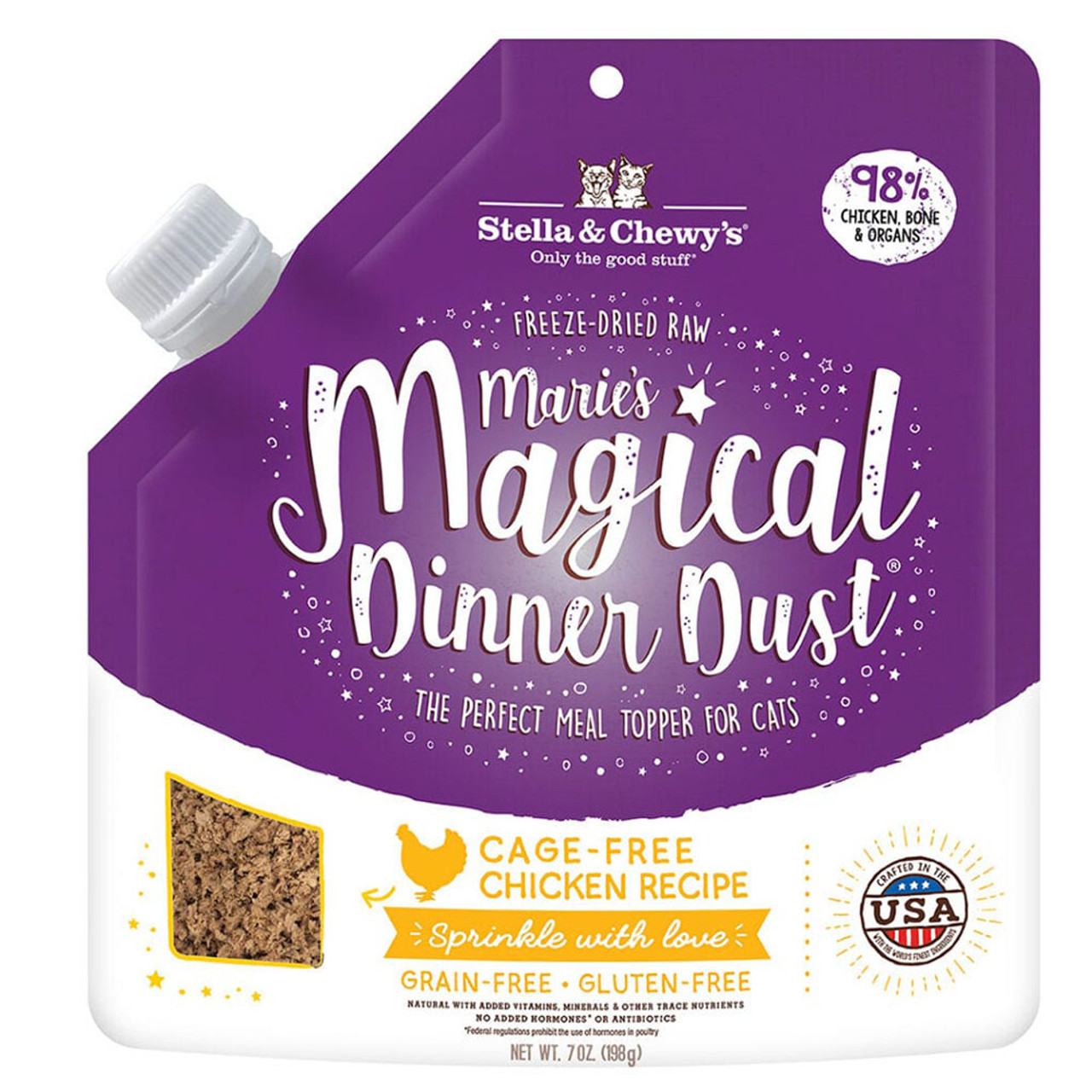 Stella & Chewy's Marie's Magical Dinner Dust Cage-Free Chicken Freeze-Dried Cat Food Topper, 7-oz