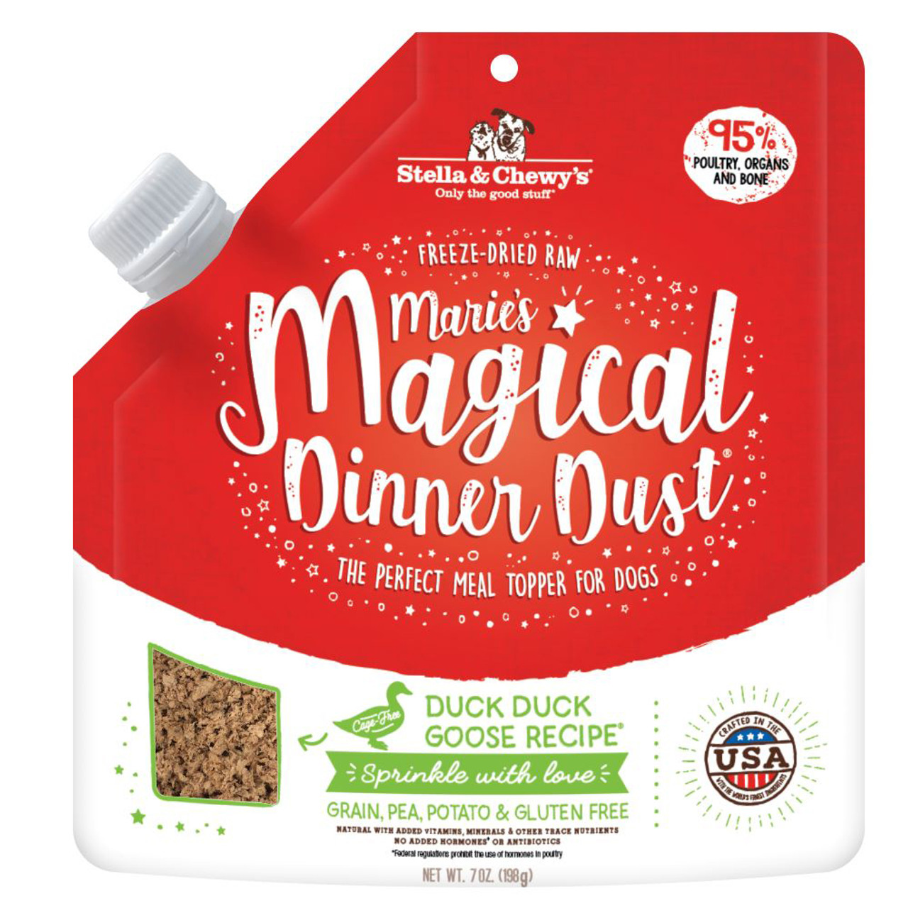 Stella & Chewy's Marie's Magical Dinner Dust Cage-Free Duck Duck Goose  Recipe Freeze-Dried Dog Food Topper