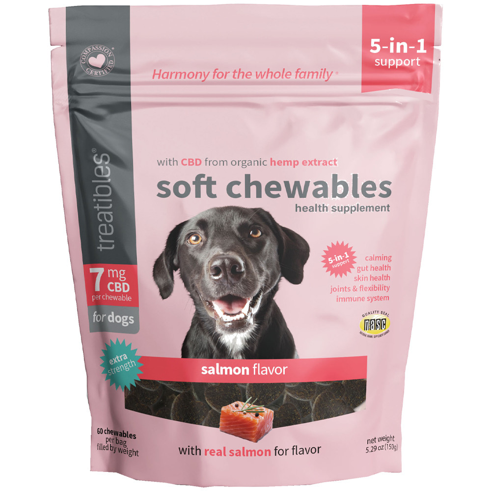 Treatibles Extra Strength with Salmon Oil 7 mg CBD Soft Dog Chews