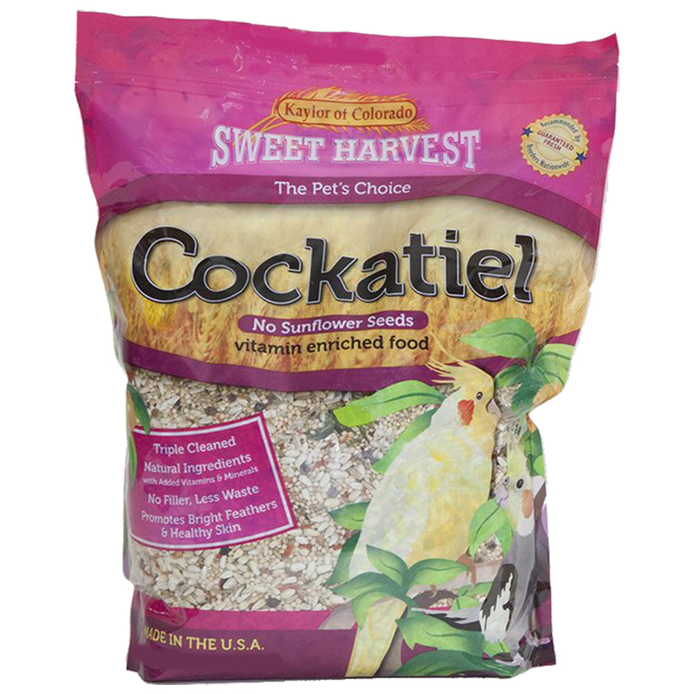Sweet Harvest Cockatiel Bird Food - No Sunflower Seeds, Vitamin Enriched, 4 Lb Bag