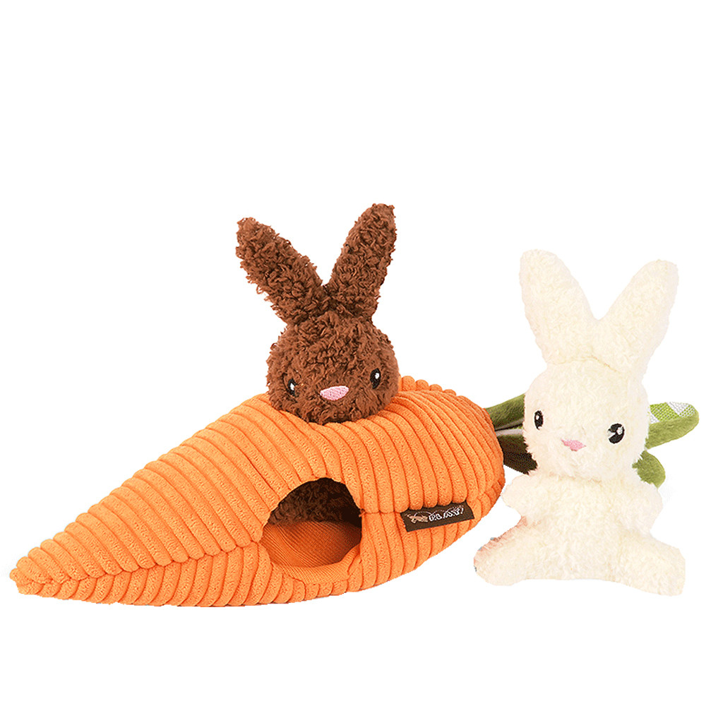 P.L.A.Y. Hippity Hoppity Funny Bunnies Puzzle Plush Dog Toy