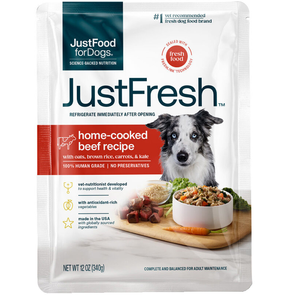 JustFoodForDogs JustFresh Home-Cooked Beef Recipe w/ Oats, Brown