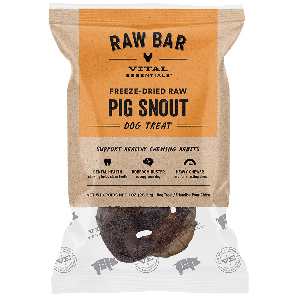 tobacco root veterinary Vital Essentials Raw Bar Pig Snout Freeze-Dried Raw Dog Treat