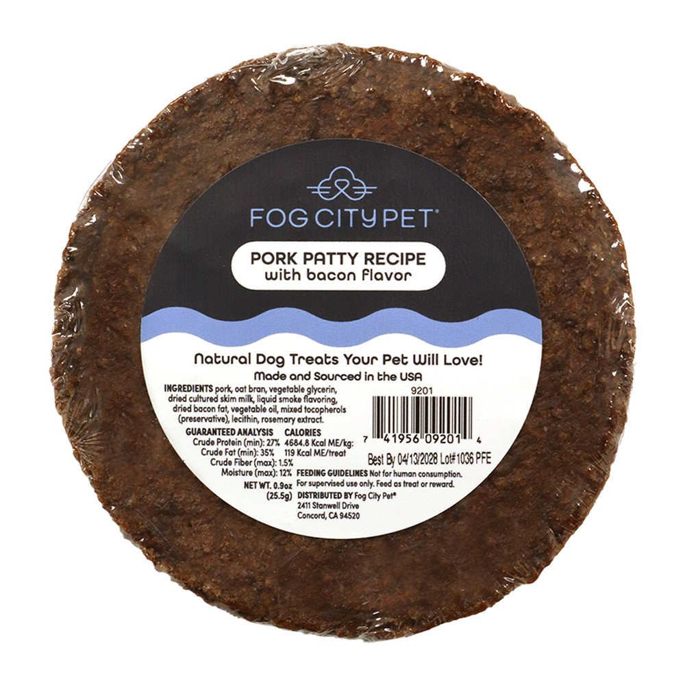 Fog City Pet Pork Patty Recipe w/ Bacon Flavor Dog Chew Treat