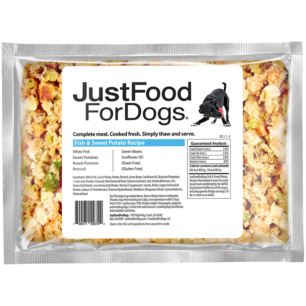 ドッグフード yukio JustFoodForDogs Fish & Sweet Potato Recipe Frozen Cooked Dog Food