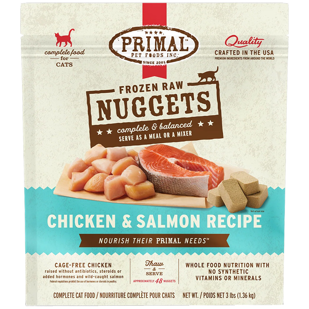 Primal Raw Frozen Feline Nuggets Chicken Salmon Formula Cat Food