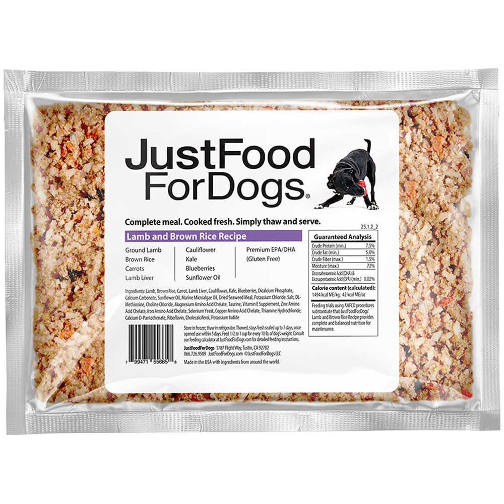 JustFoodForDogs Lamb & Brown Rice Recipe Frozen Cooked Dog Food
