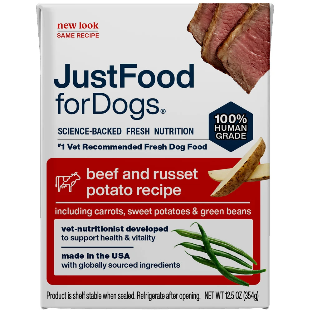 JustFoodforDogs Pantry Fresh Beef & Russet Potato Recipe Gently Cooked Dog Food - Front