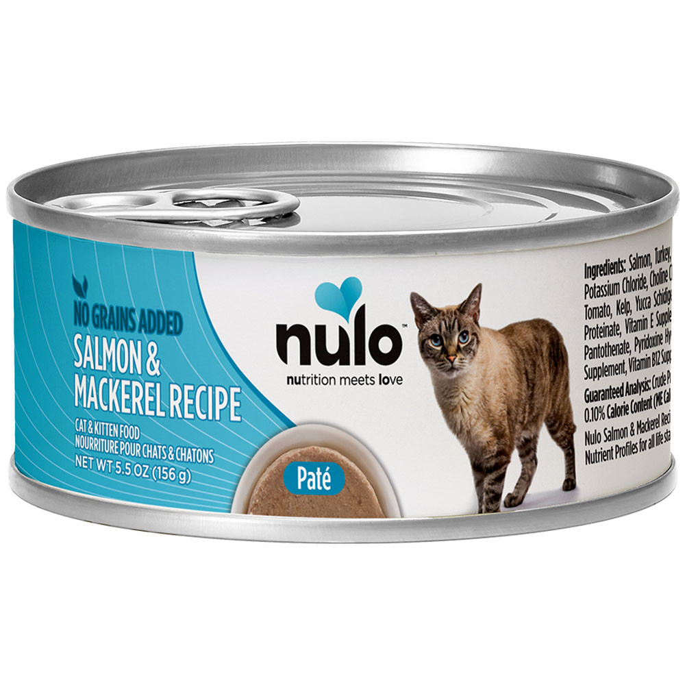 Nulo Paté Salmon & Mackerel Recipe Kitten & Adult Canned Cat Food - Front, 5.5 oz