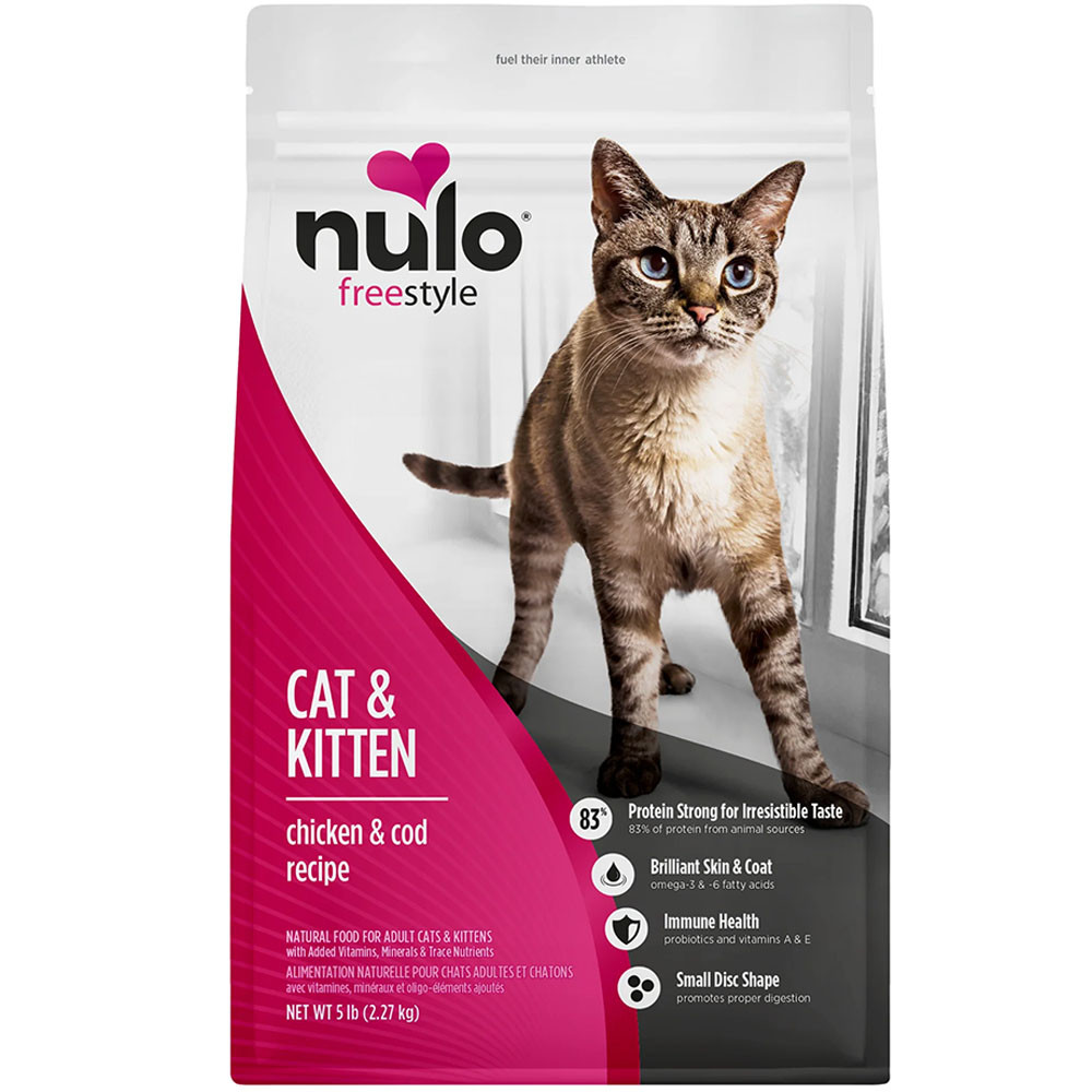 Nulo Freestyle Chicken & Cod Recipe Kitten & Adult Dry Cat Food - Front, 5 lb