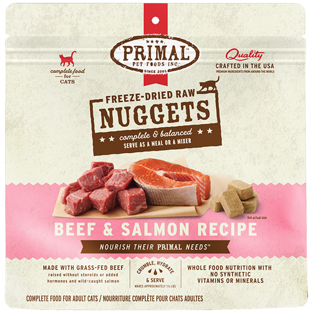 Primal Freeze-Dried Raw Nuggets Beef & Salmon Recipe Adult Cat Food - Front