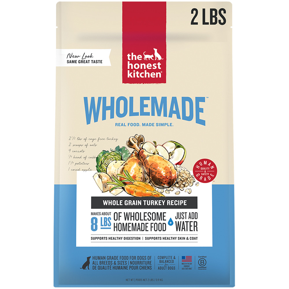 The Honest Kitchen WholeMade Whole Grain Turkey Recipe Dehydrated Dog Food - FRONT, 2 LB