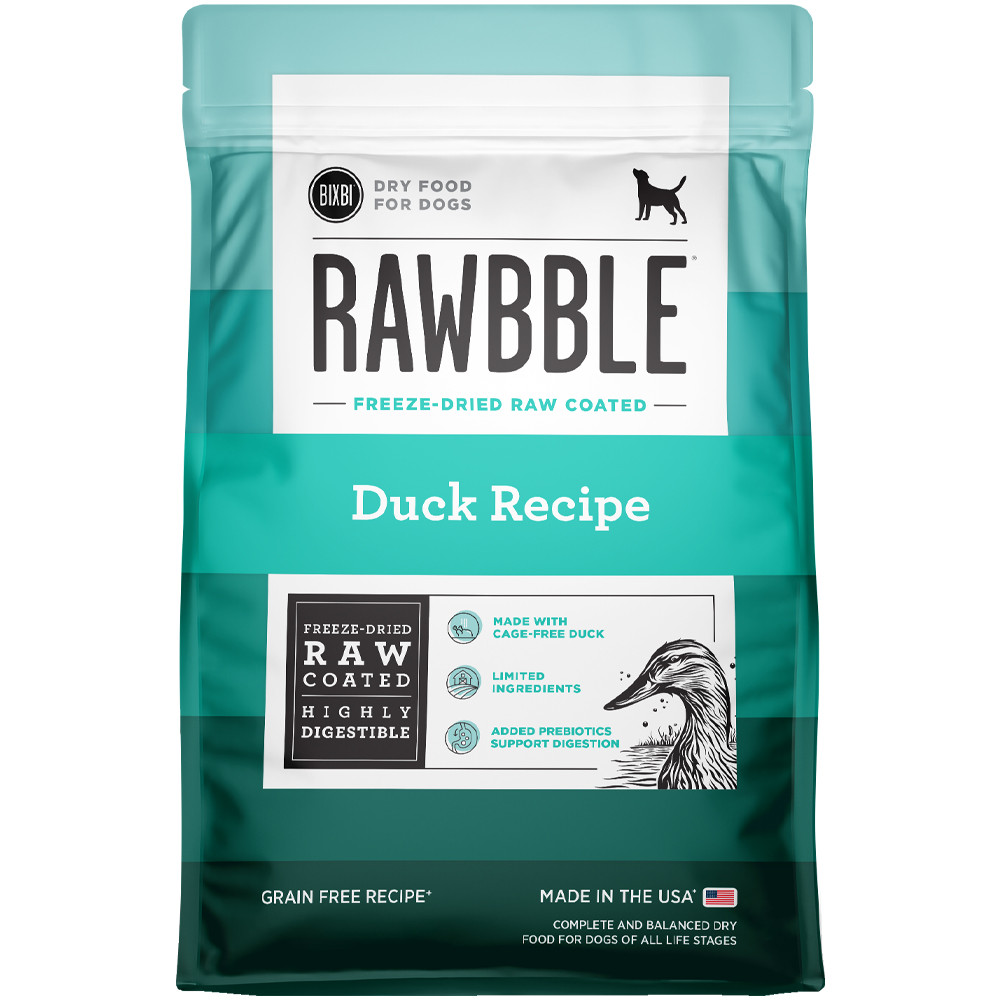 Bixbi Rawbble Freeze-Dried Raw Coated Duck Recipe Grain Free Dry Dog Food - Front