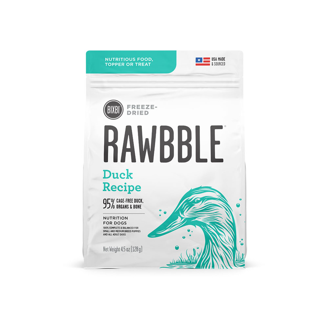 Rawbble Duck Recipe Freeze-Dried Dog Food - Front, 4.5oz