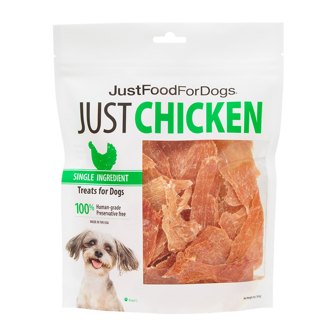 JustFoodForDogs Chicken Breast Dog Treats - Front, 5 oz