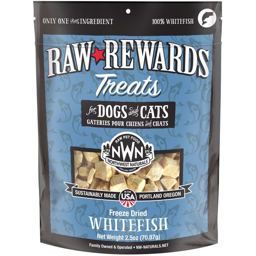Raw Rewards Whitefish Freeze Dried Dog & Cat Treats - Front, 2.5 oz