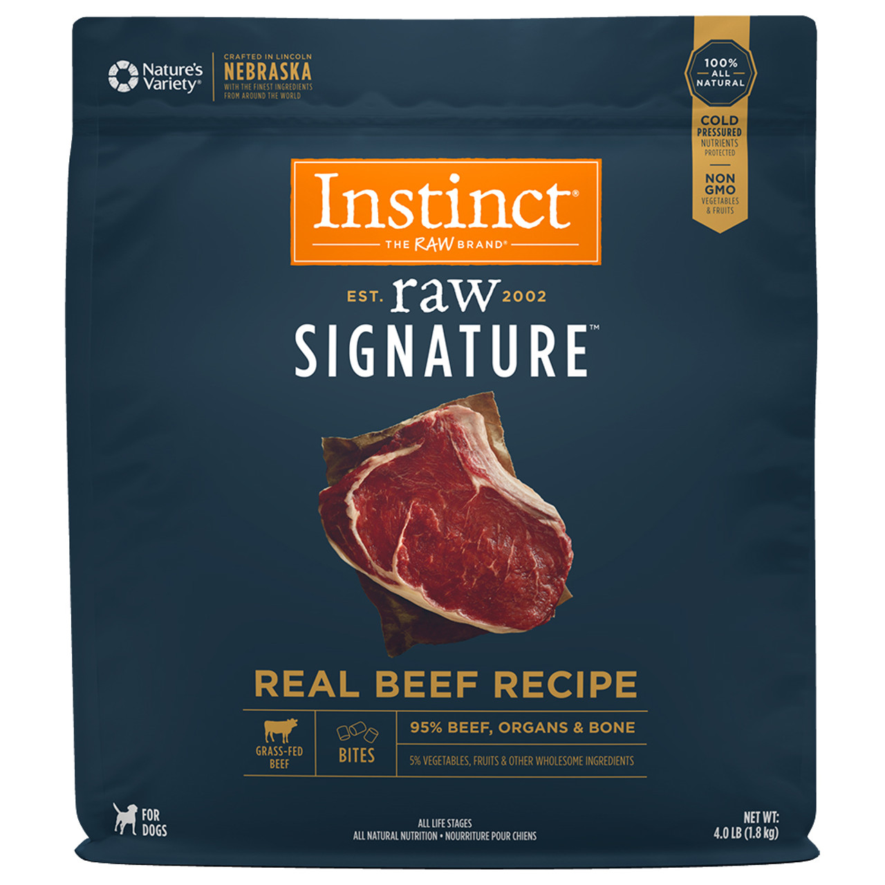 Instinct Raw Signature Frozen Bites Real Beef Recipe Dog Food