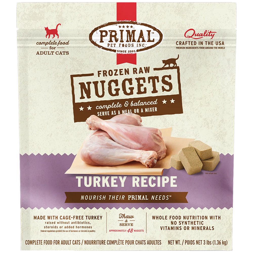 Primal Raw Frozen Feline Nuggets Turkey Formula Cat Food