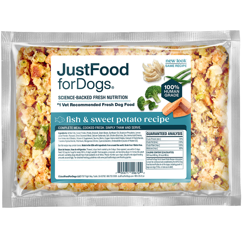 JustFoodForDogs Fish & Sweet Potato Recipe Frozen Cooked Dog Food