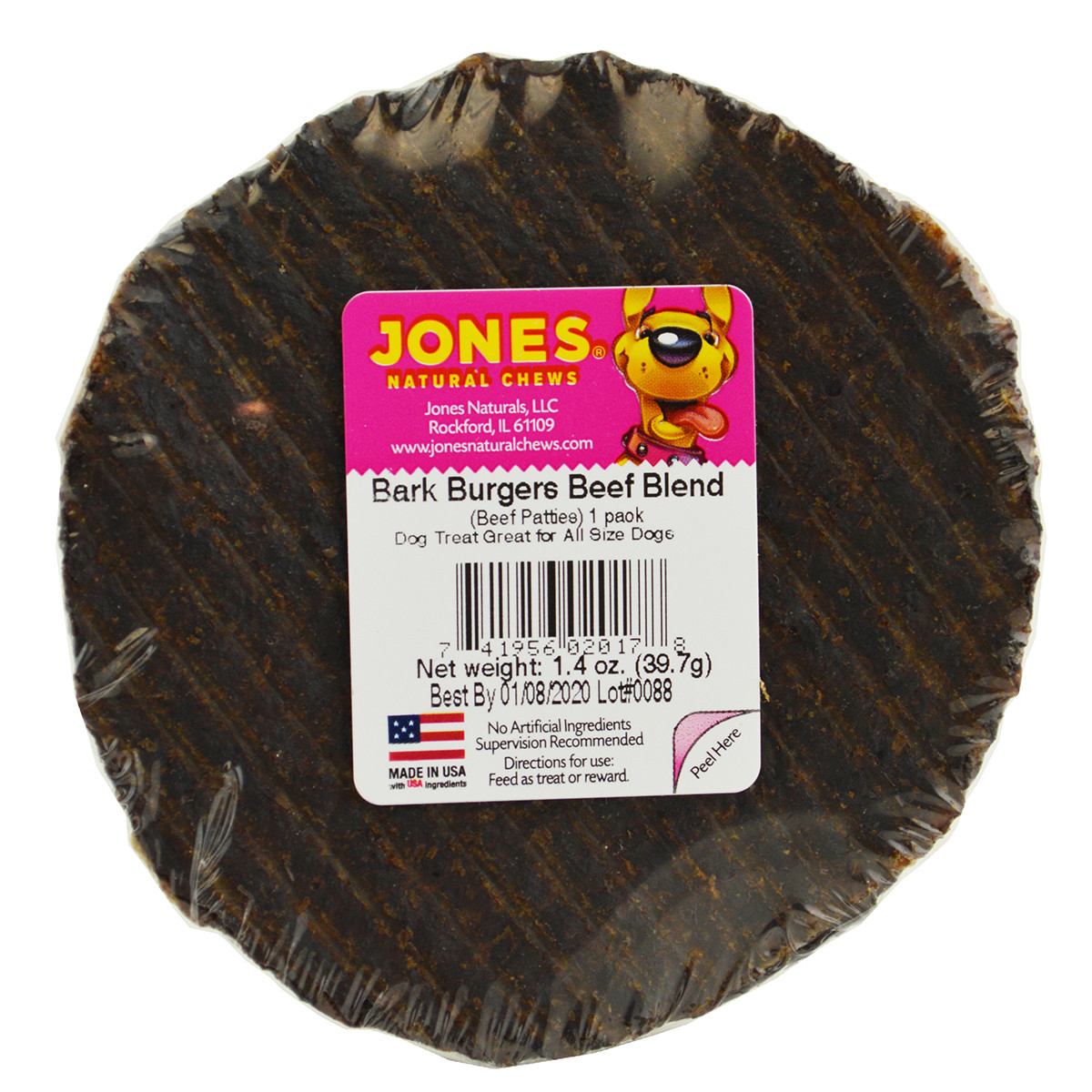 Jones Bark Burgers Beef Blend Dog Chew Treat