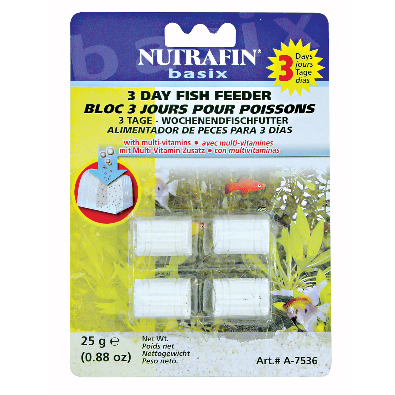 Nutrafin Basix 3 Day Fish Feeder, 4-Pack 