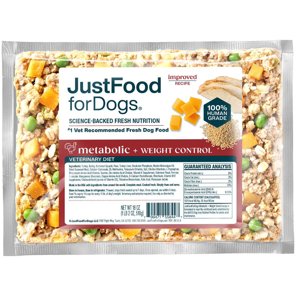 JustFoodForDogs Metabolic  + Weight Control Veterinary Diet Frozen Cooked Dog Food - Front