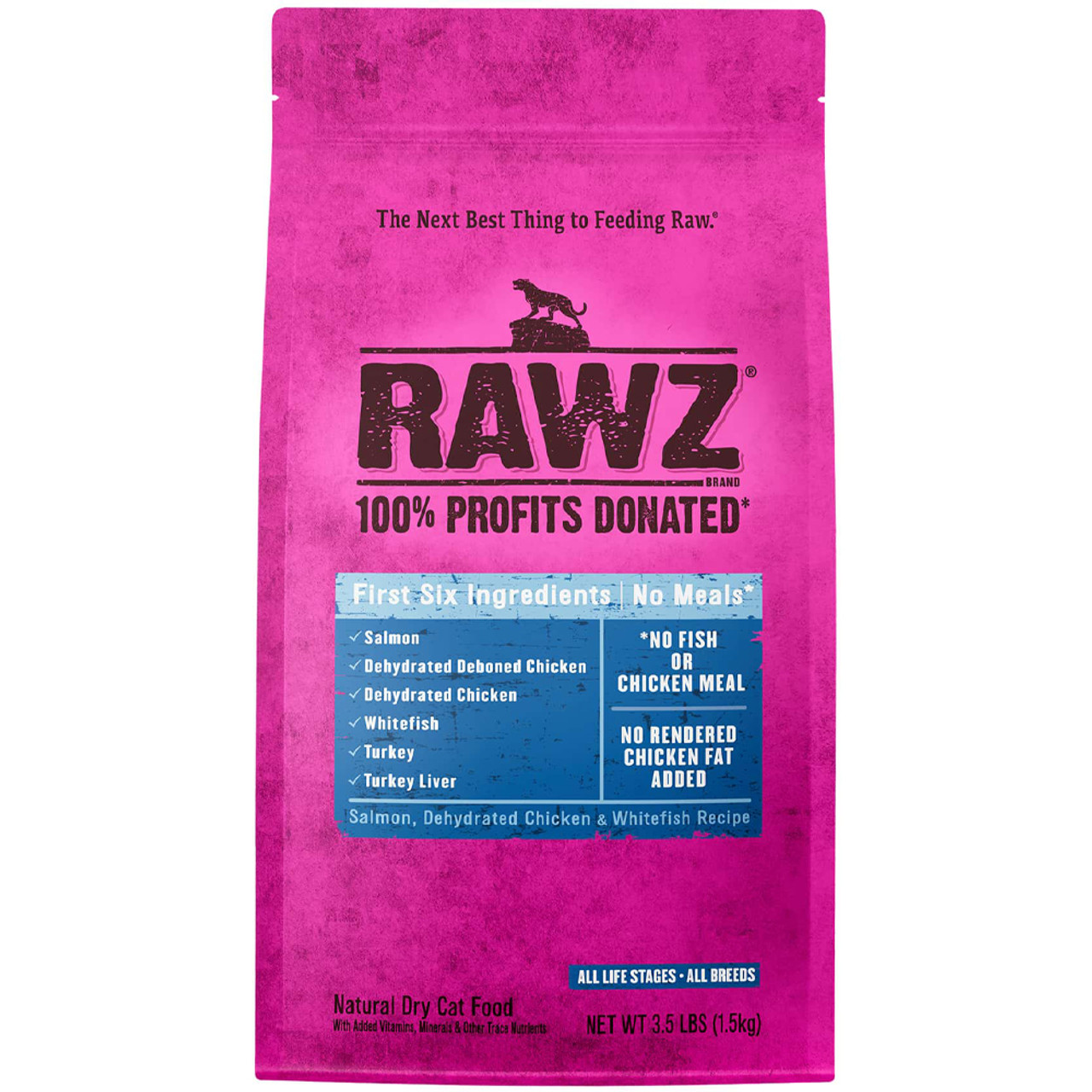 RAWZ Salmon, Dehydrated Chicken & Whitefish Recipe Natural Dry Cat Food - Front