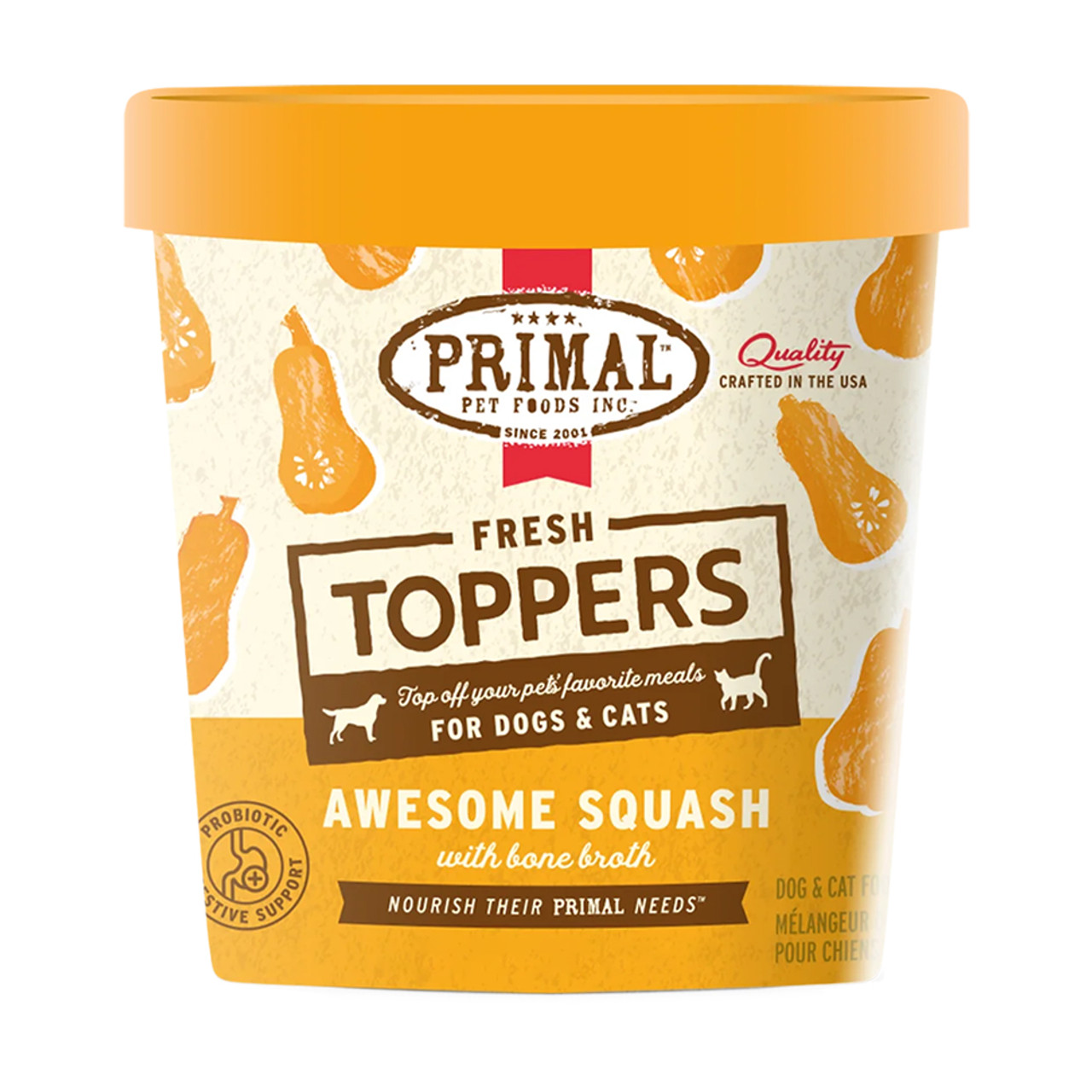 Primal Fresh Toppers Awesome Squash w/ Bone Broth Probiotic Digestive Support for Dogs & Cats - Front