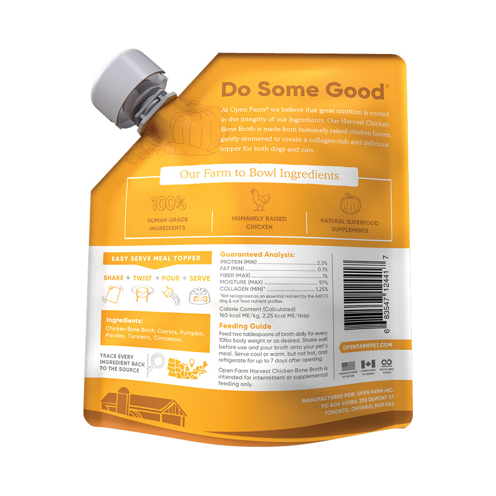 Open Farm Harvest Chicken Bone Broth Meal Topper for Dogs & Cats