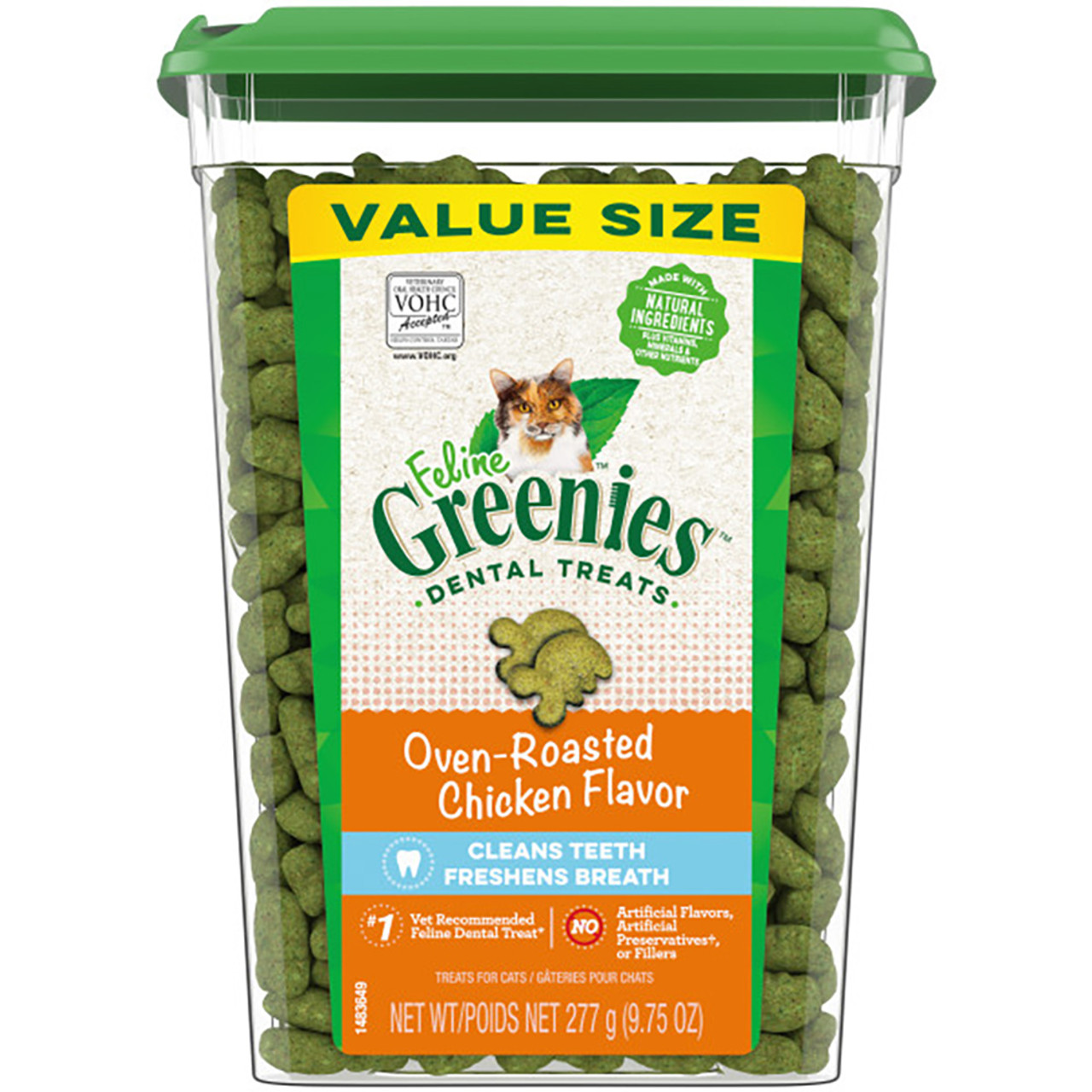 Feline Greenies Oven-Roasted Chicken Flavor Cat Dental Treat - Front, 9.75 oz