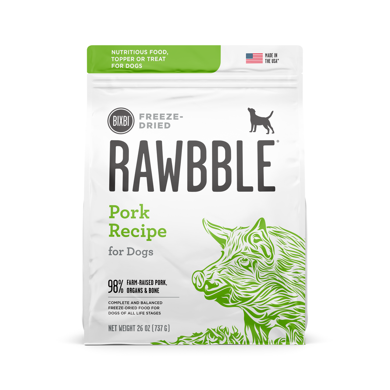 Bixbi Rawbble Pork Recipe Freeze-Dried Dog Food
