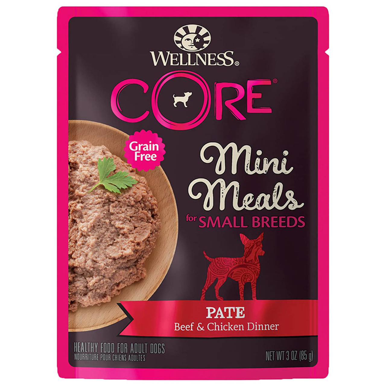 Wellness CORE Small Breed Mini Meals Pate Beef & Chicken Dinner Wet Dog Food Pouch - Front