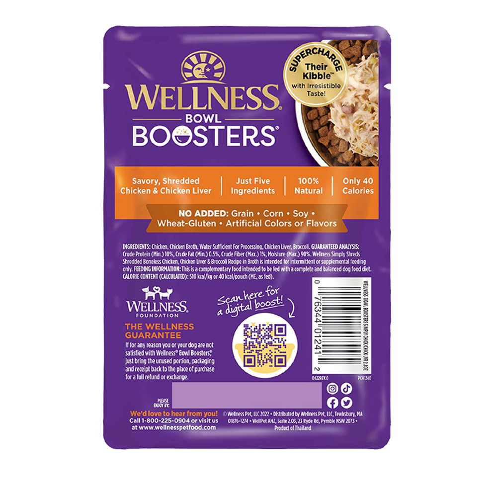Wellness Bowl Boosters Simply Shreds Boneless Chicken, Chicken Liver