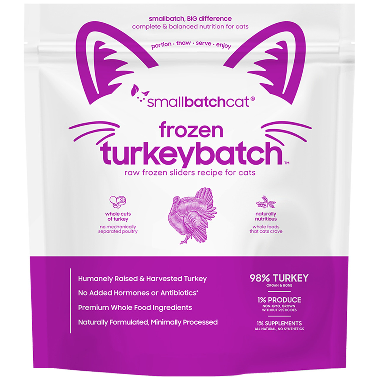 Smallbatch Turkeybatch Sliders Raw Frozen Cat Food - Front