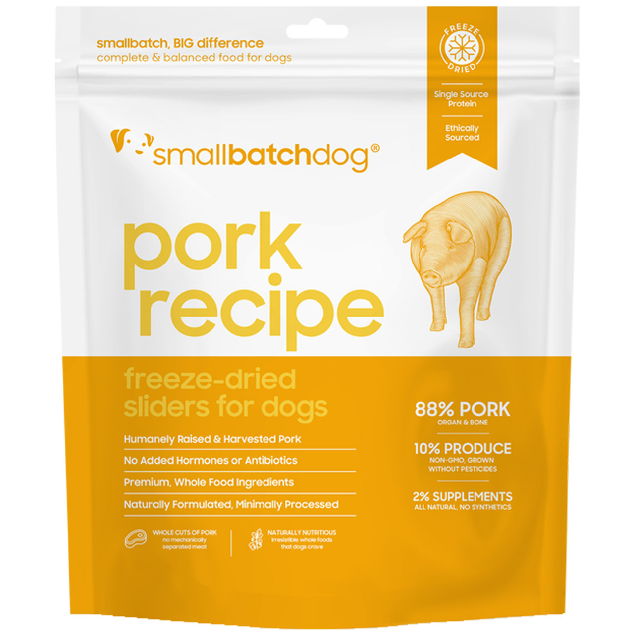 Smallbatch Pork Recipe Sliders Freeze-Dried Dog Food - Front