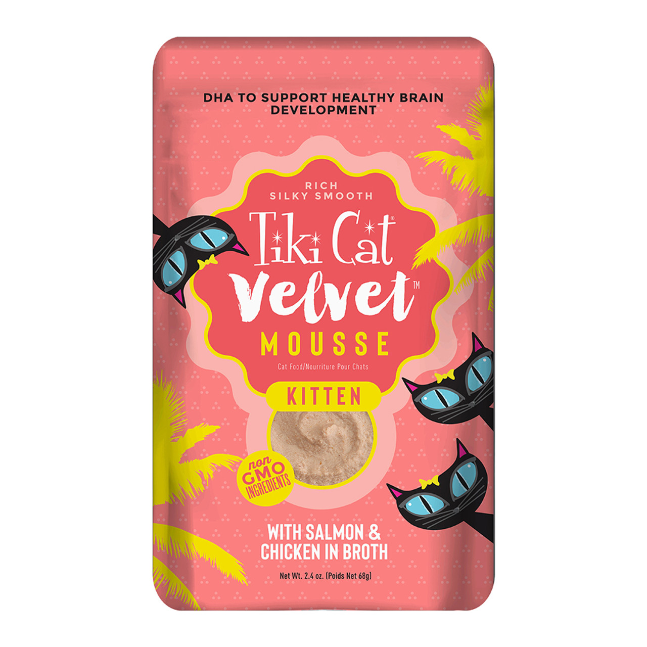 Pet Food Express Tiki Cat Velvet Mousse w/ Salmon & Chicken in Broth Wet Kitten Food - Front
