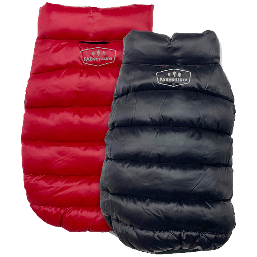 FABventure Reversible Red & Black Puffer Dog Coat