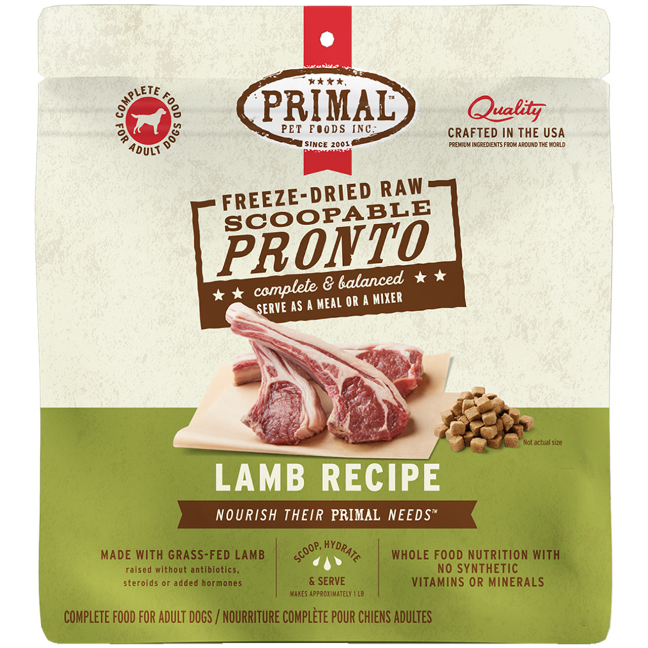 Primal Freeze-Dried Raw Scoopable Pronto Lamb Recipe Adult Dog Food - Front