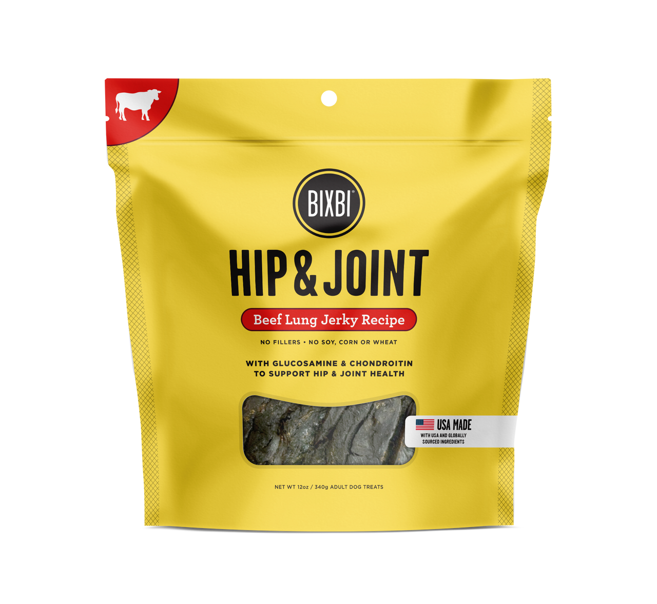 Bixbi Hip & Joint Beef Lung Jerky Dog Treats