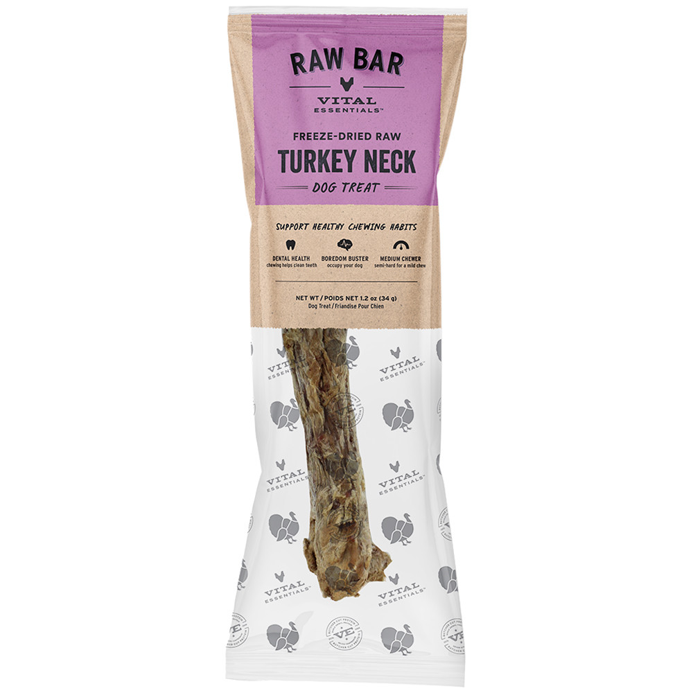 Vital Essentials Raw Bar Turkey Neck Freeze-Dried Raw Dog Treat - Front