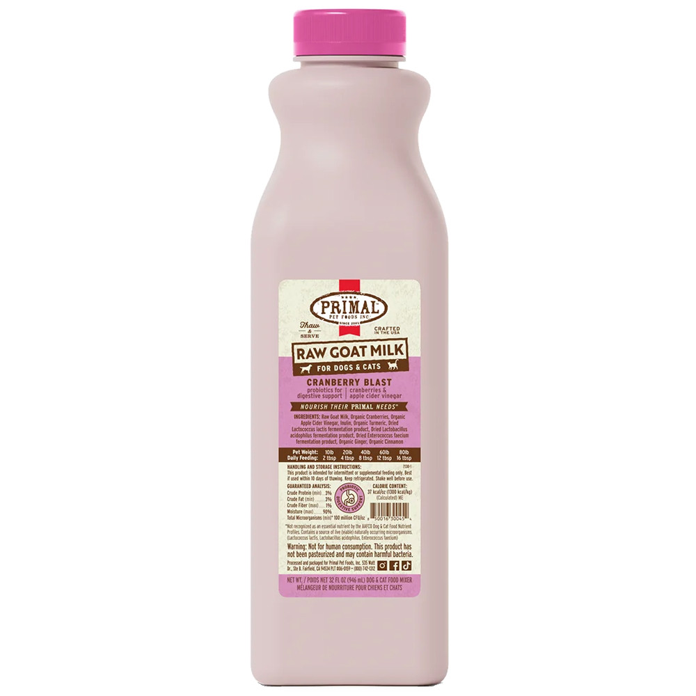 Primal Cranberry Blast Raw Goat Milk for Dogs & Cats - Front
