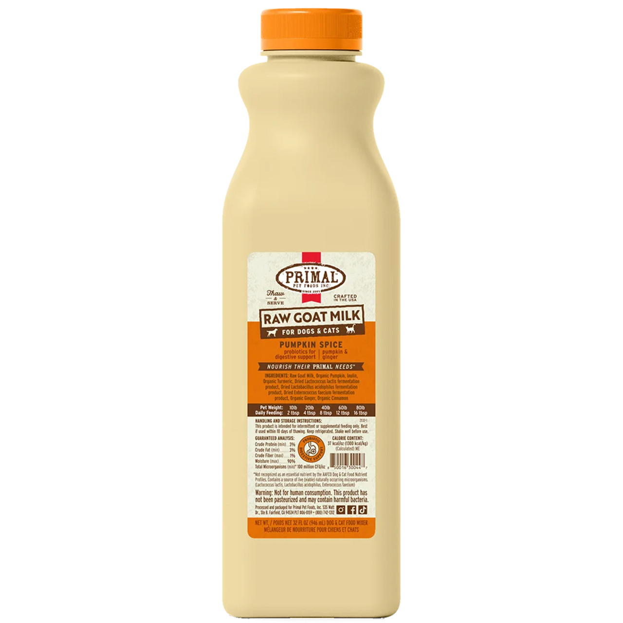 Primal Pumpkin Spice Raw Goat Milk for Dogs & Cats - Front