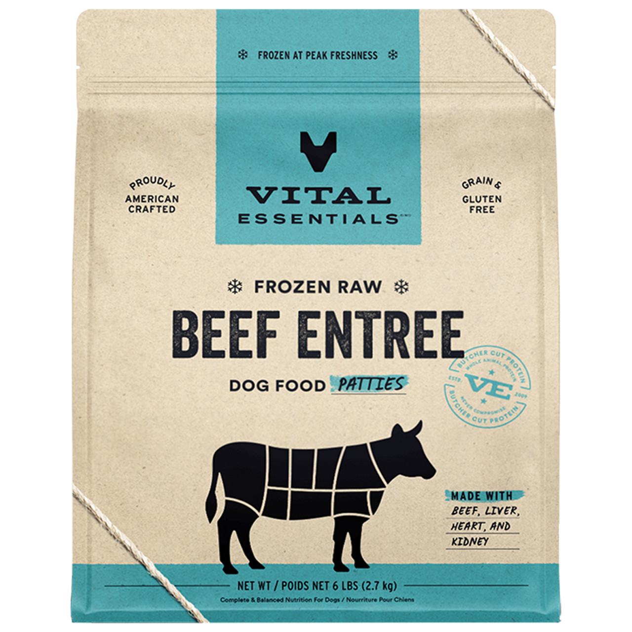 Vital Essentials Beef Entrée Patties Frozen Raw Dog Food - Front